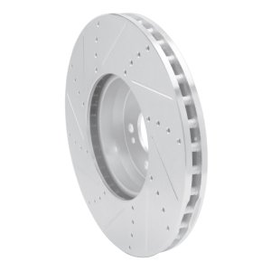 Mercedes-Benz C350E Brake Rotor (1) - Front Right - R1 Concepts - Drilled & Slotted - Silver - `15-`23
